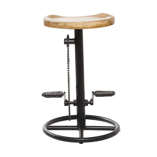 Brown Mango Wood Industrial Counter Stool 25" x 17" x 17"